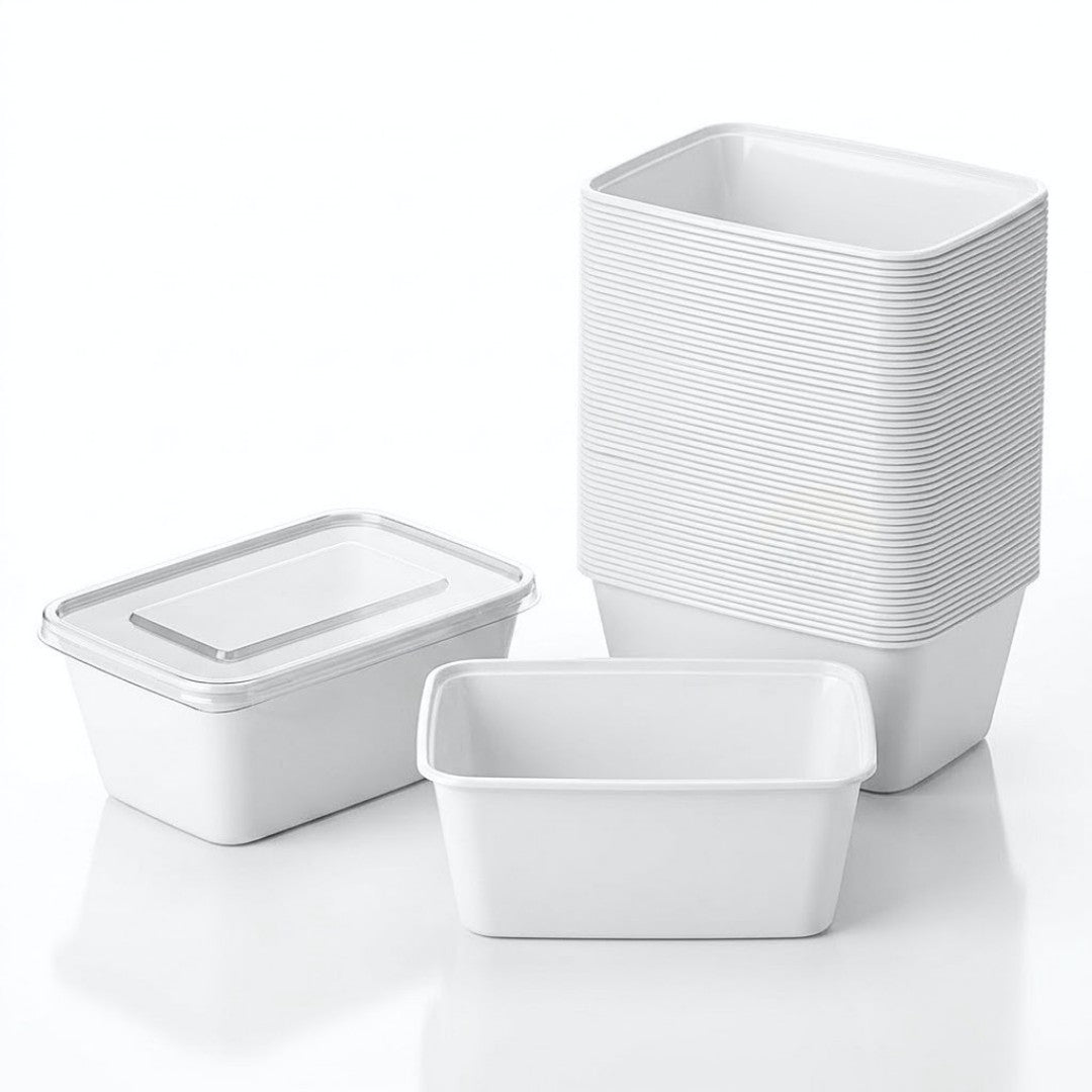 Magnetronbakjes met deksel - meal prep bakjes - stevig en flexibel - vershoudbakjes - wit