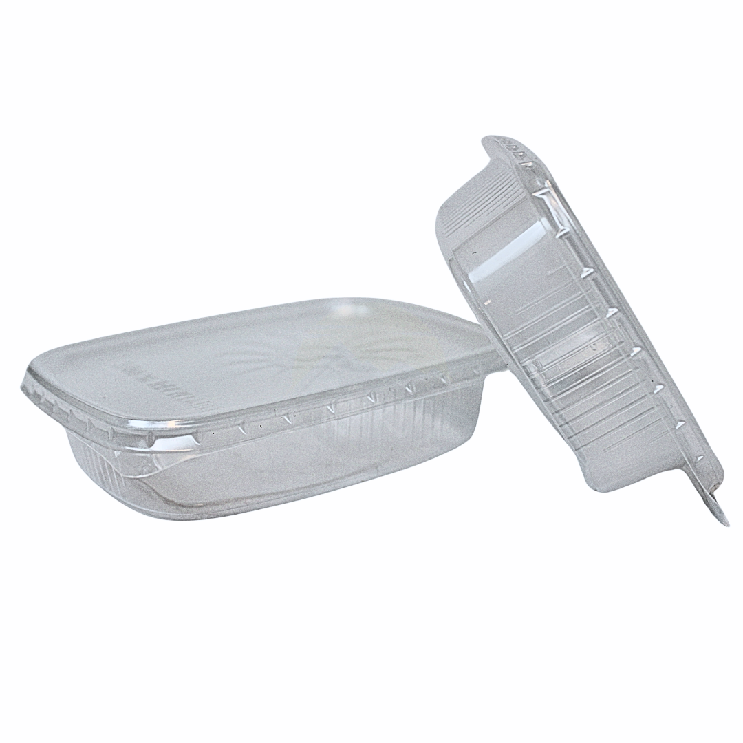 250 bols à sauce et à salade (125 ml), robustes avec couvercle à clic - Transparents, rectangulaires, jetables, aptes au contact alimentaire, restauration, réutilisables