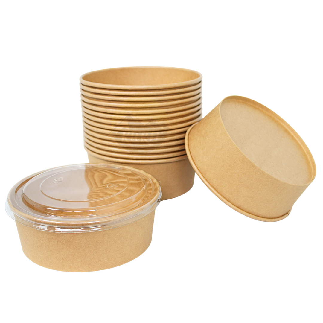 Karton Saladebakjes met RPET deksel 1300 ml - 150 stuks