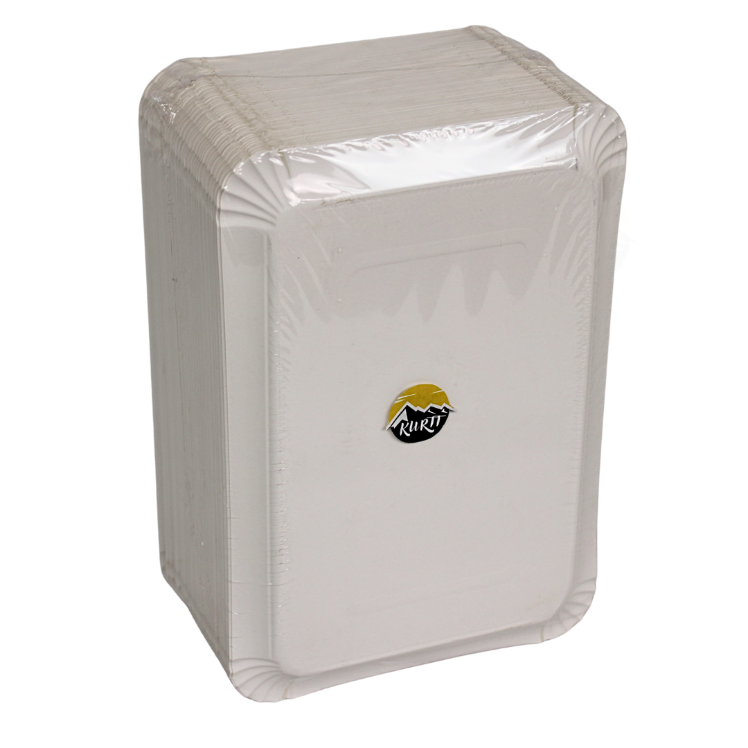 125x sterke Papieren bord/schaaltje 16x24cm wit - wegwerp schalen geschikt om snacks op te presenteren - gebaksbordjes - barbecue - evenementen