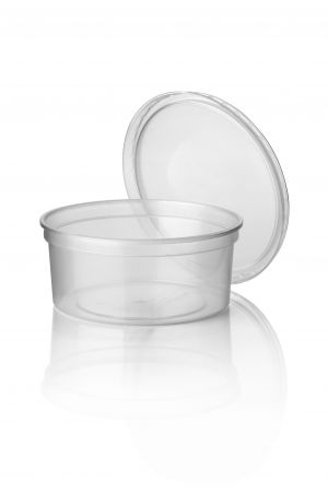 Microwave containers with lids Transparent 350ML ROUND - 100 pieces
