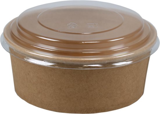 150x Kartonnen Saladebakjes inclusief RPET deksel 1000ml