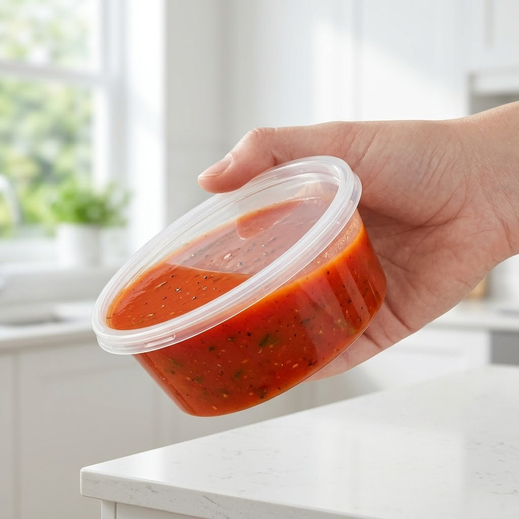 Plastic potjes 250ml transparant met deksel – 50 stuks | Magnetronbestendig