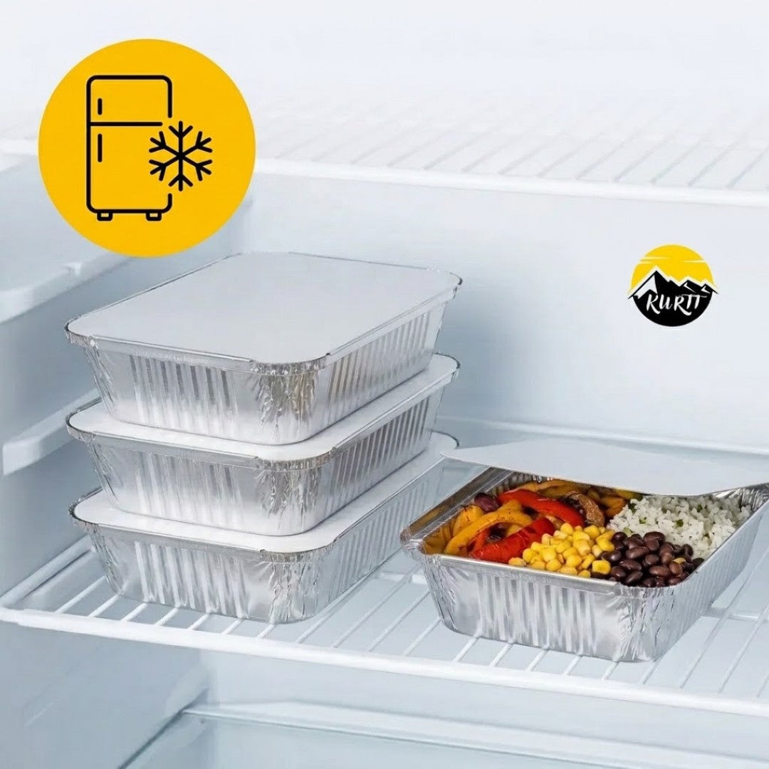 Aluminium bakjes met deksel 100 stuks - (911L) Ovenschalen airfryer