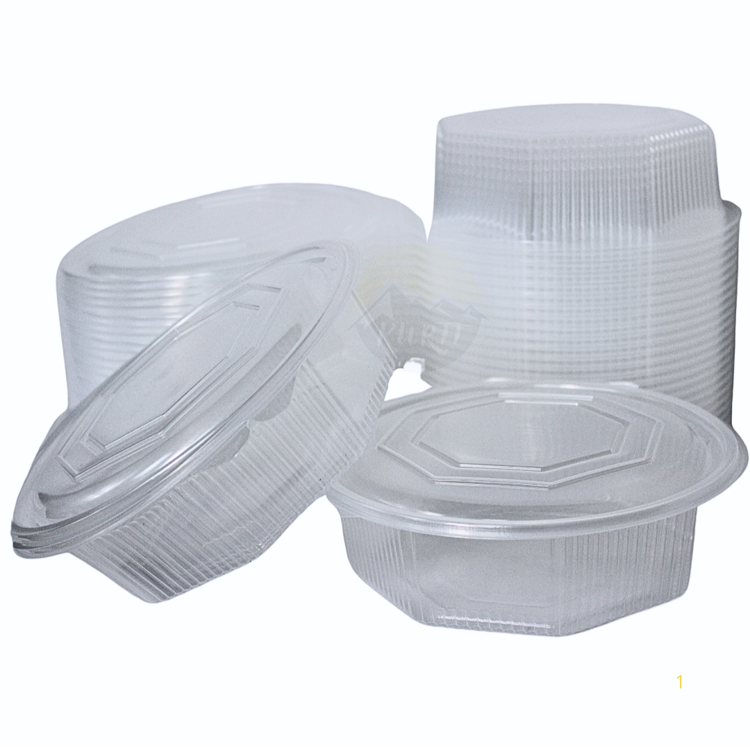 PP Salat Container Transparent 8 -hjørne 2000 ml - 25 stykker