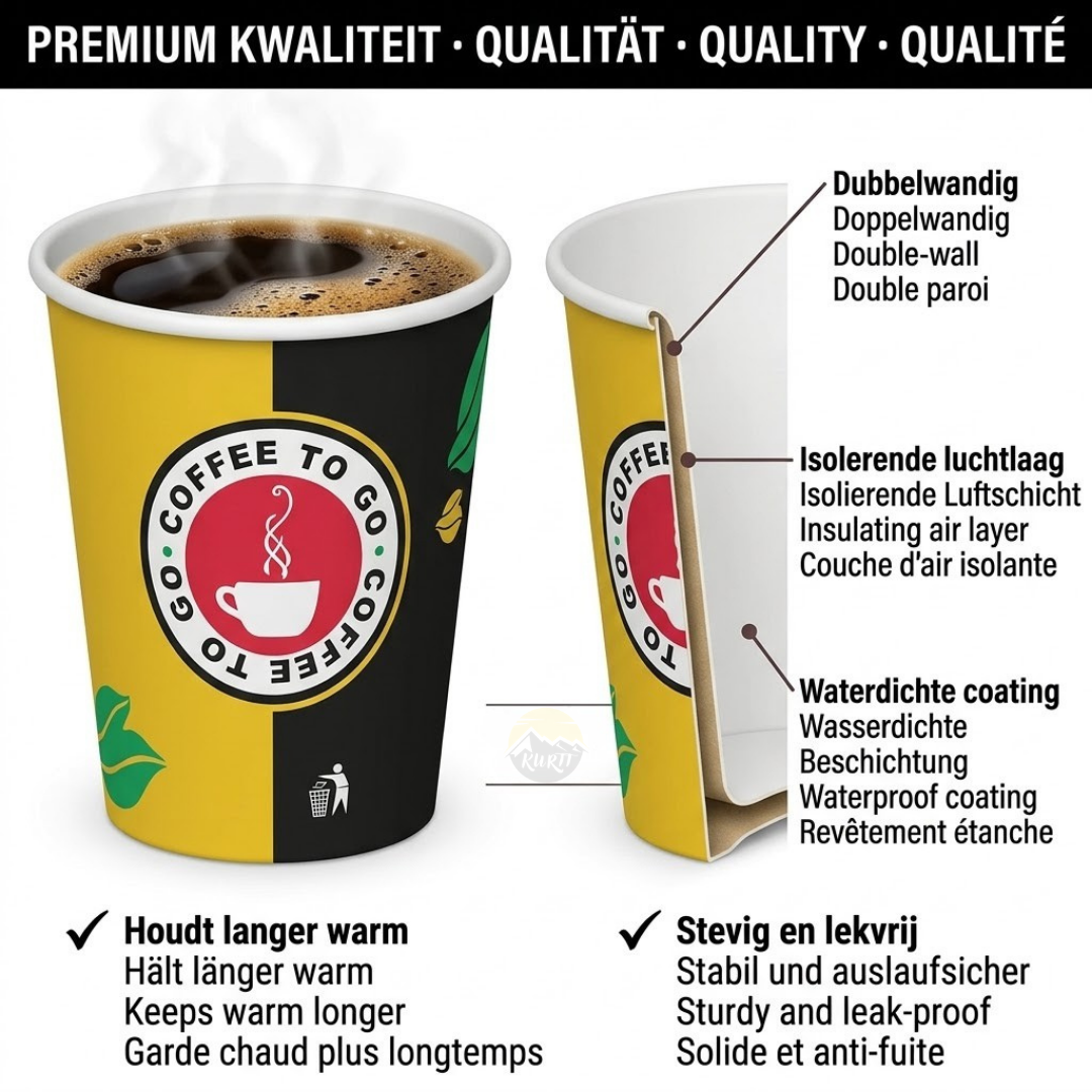 Koffiebekers to go 180ml Karton Goud – 1000 Stuks incl sup