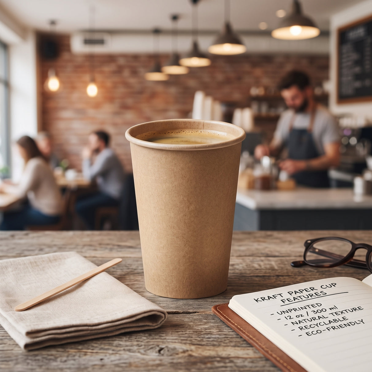 Koffiebekers To Go 300ml 12oz Kraft Slim 80mm