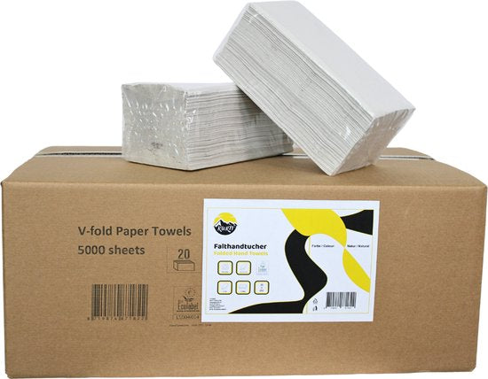 Paper towels 2-ply, 5000 sheets gray 25 x 23 cm, Z-fold paper towels 2-ply, paper towels