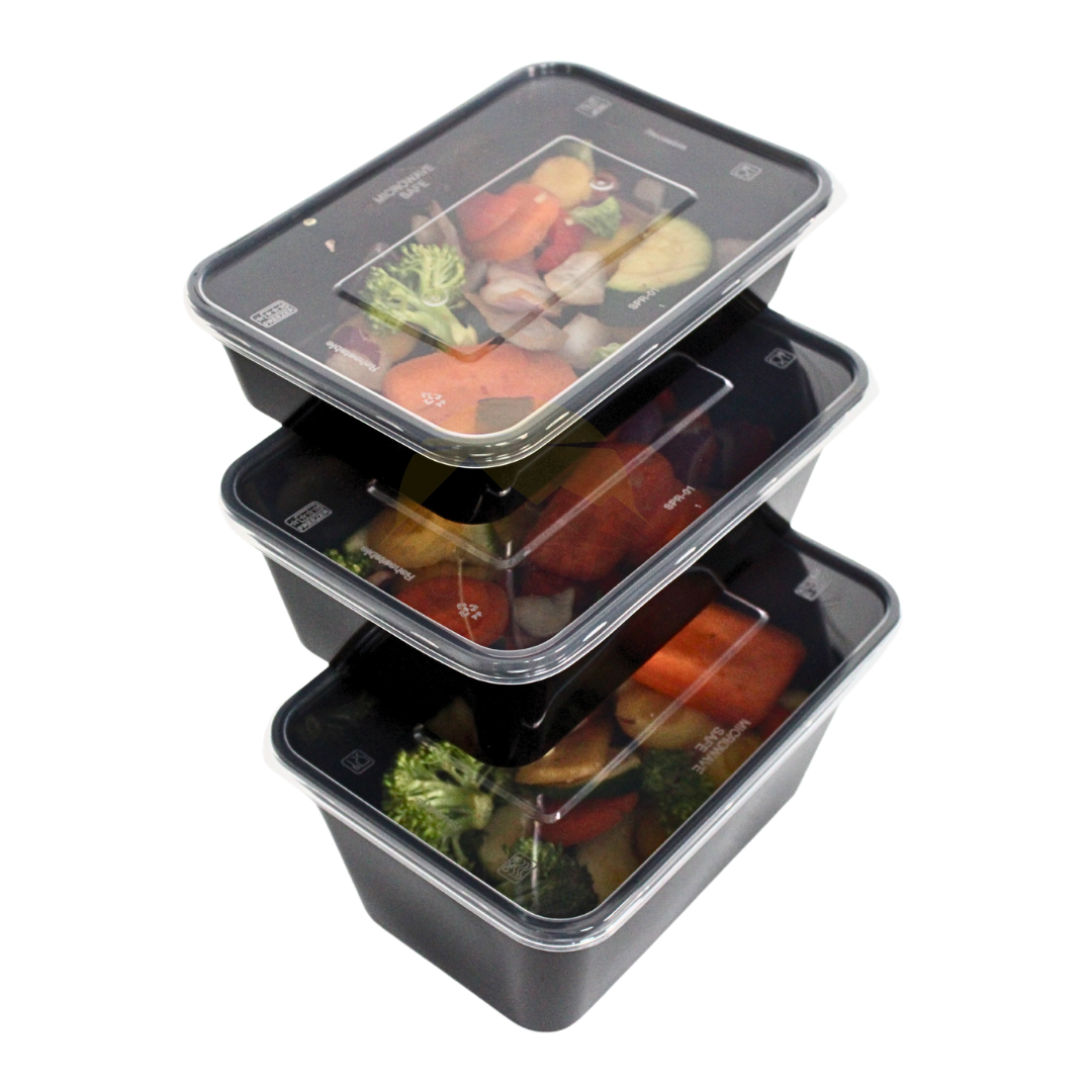 Microwave containers with lid black