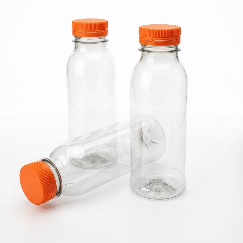 rPET Flesje 250ml met Oranje Dop | BPA-vrij & Voedselveilig - 40 stuks