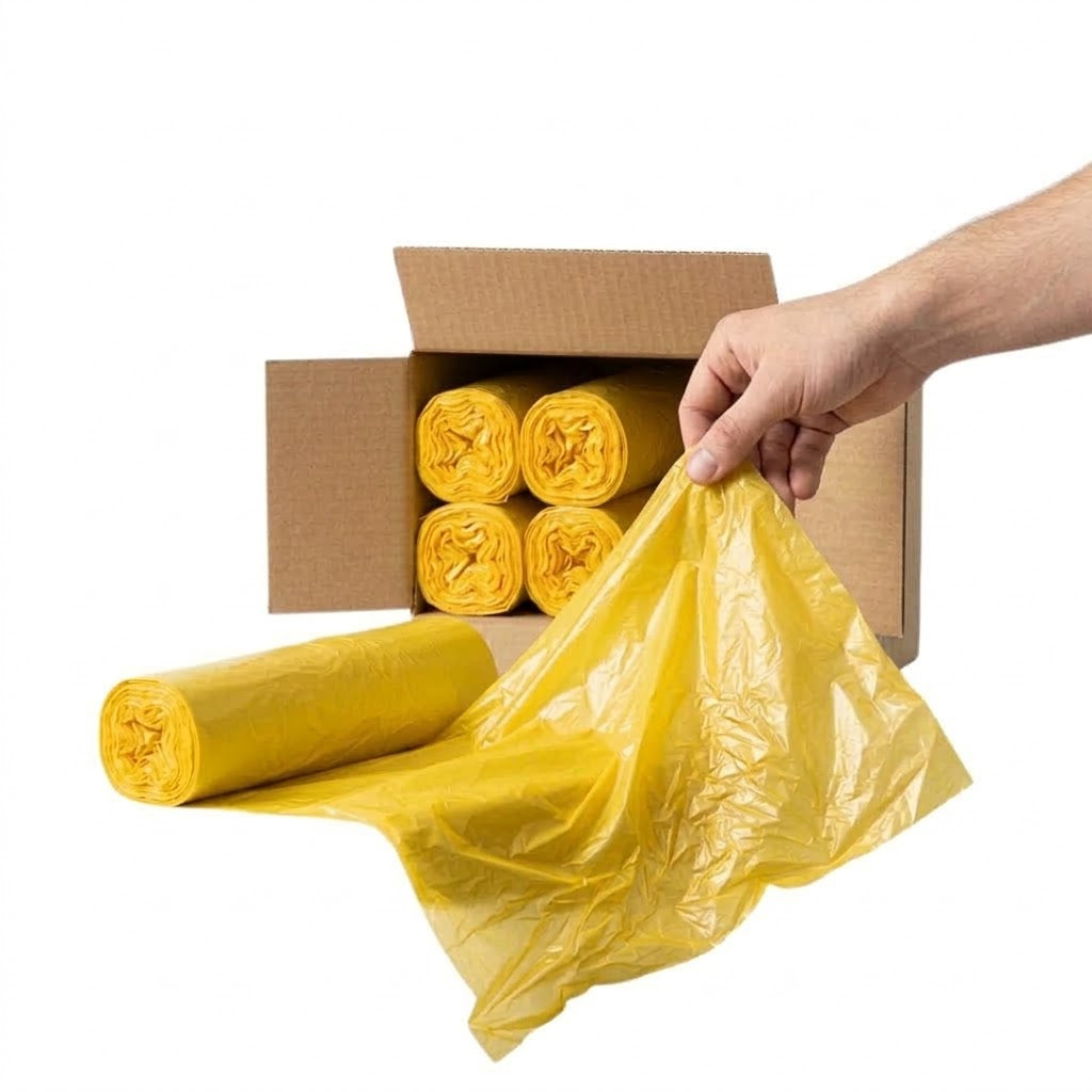 HDPE Afvalzakken rol 58 X 100cm T 23 geel - 500 stuks