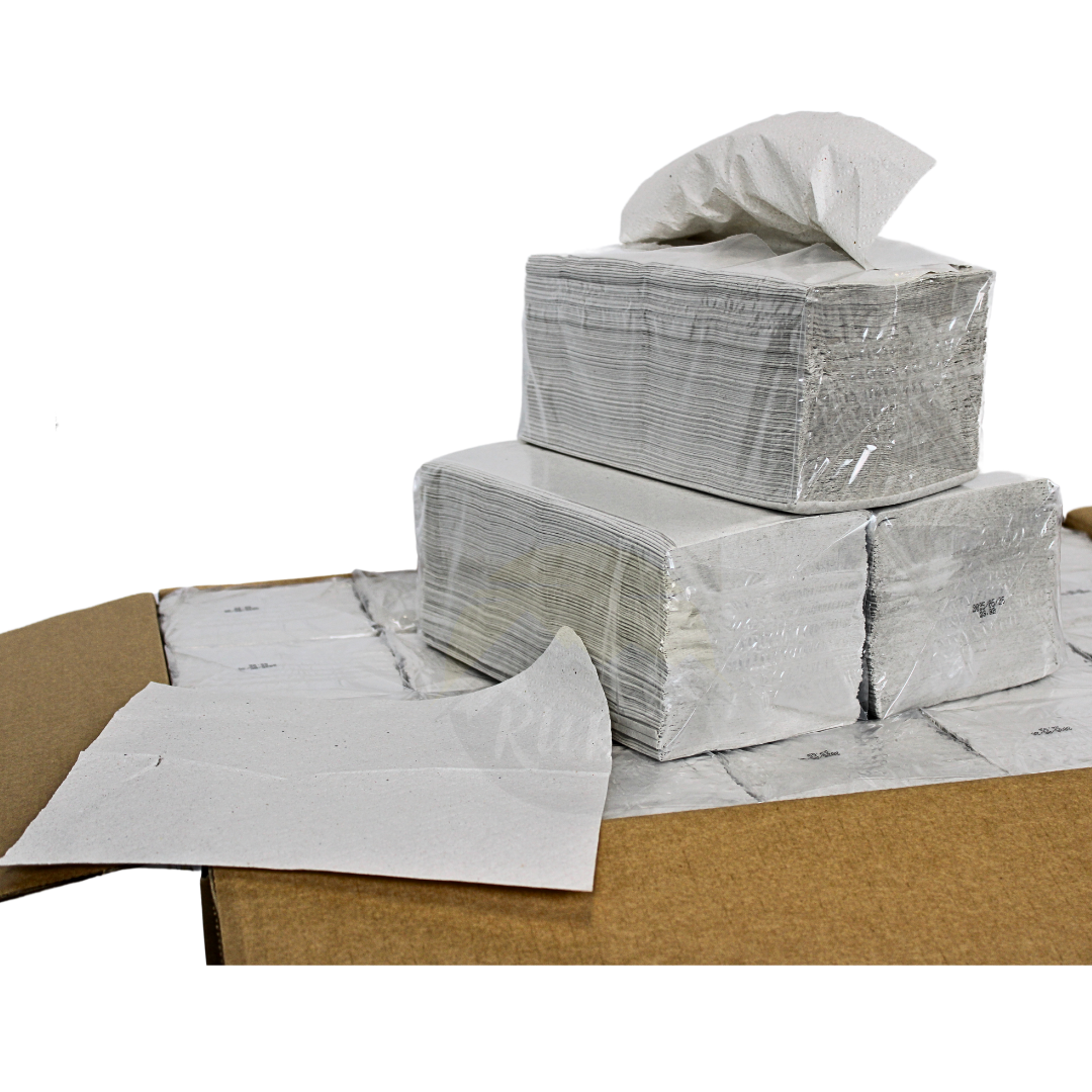10 000x Essuie-tout 2 épaisseurs 22x23cm (mouchoirs recyclés) Pli en Z, Fortes, serviettes Absorbantes, Grises, lingettes nettoyantes Hôtellerie, Bureau,