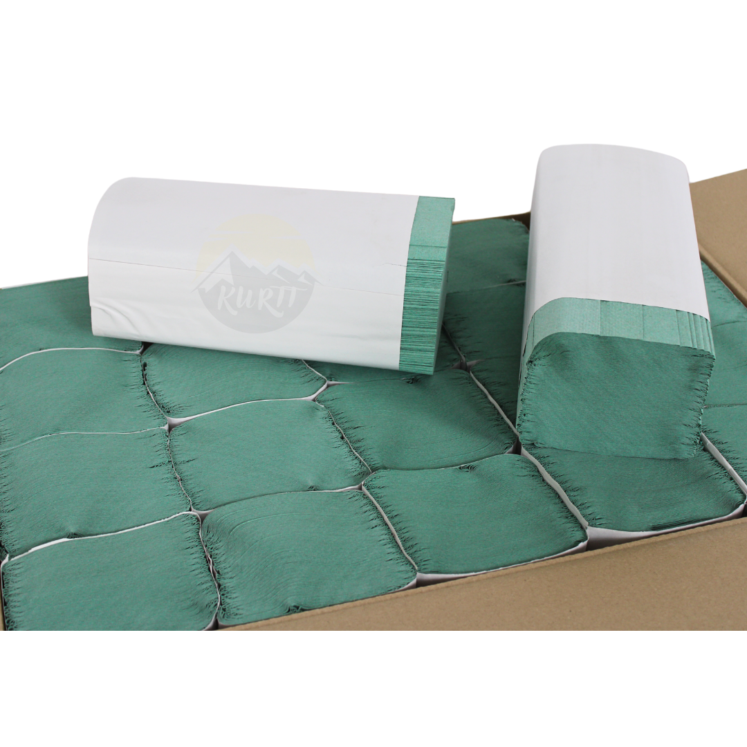 Papieren handdoeken groen 1-laags 25 x 23 cm - 5.000 vellen