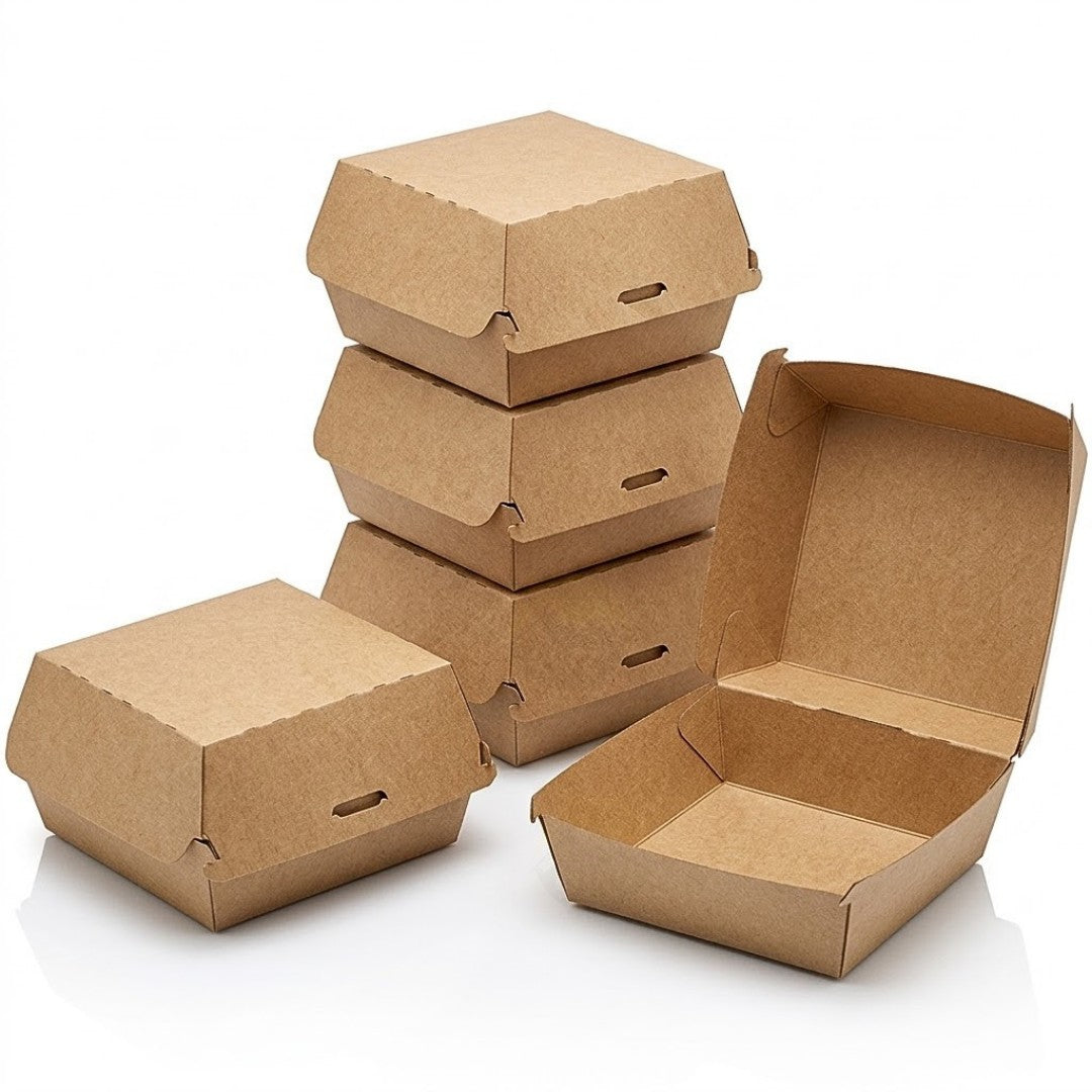 Hamburgerbakje Kraft Golfkarton BIO – Stevig Burgerbox Wegwerp | Middel & Groot | 50/100/200 stuks