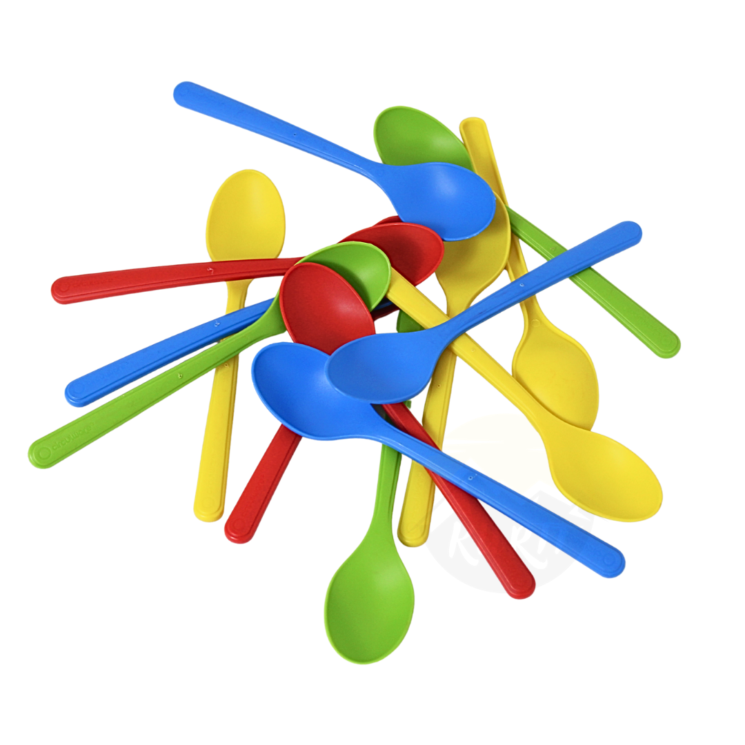 Gekleurd Plastic IJslepels Herbruikbaar 175mm — Dessertlepels 50st