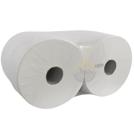 Toiletpapier, wc papier, Maxi Jumbo 380M, ca. 1000 vellen, toiletpapier 6 grote rollen 2-laags cellulose geschikt voor dispensers.