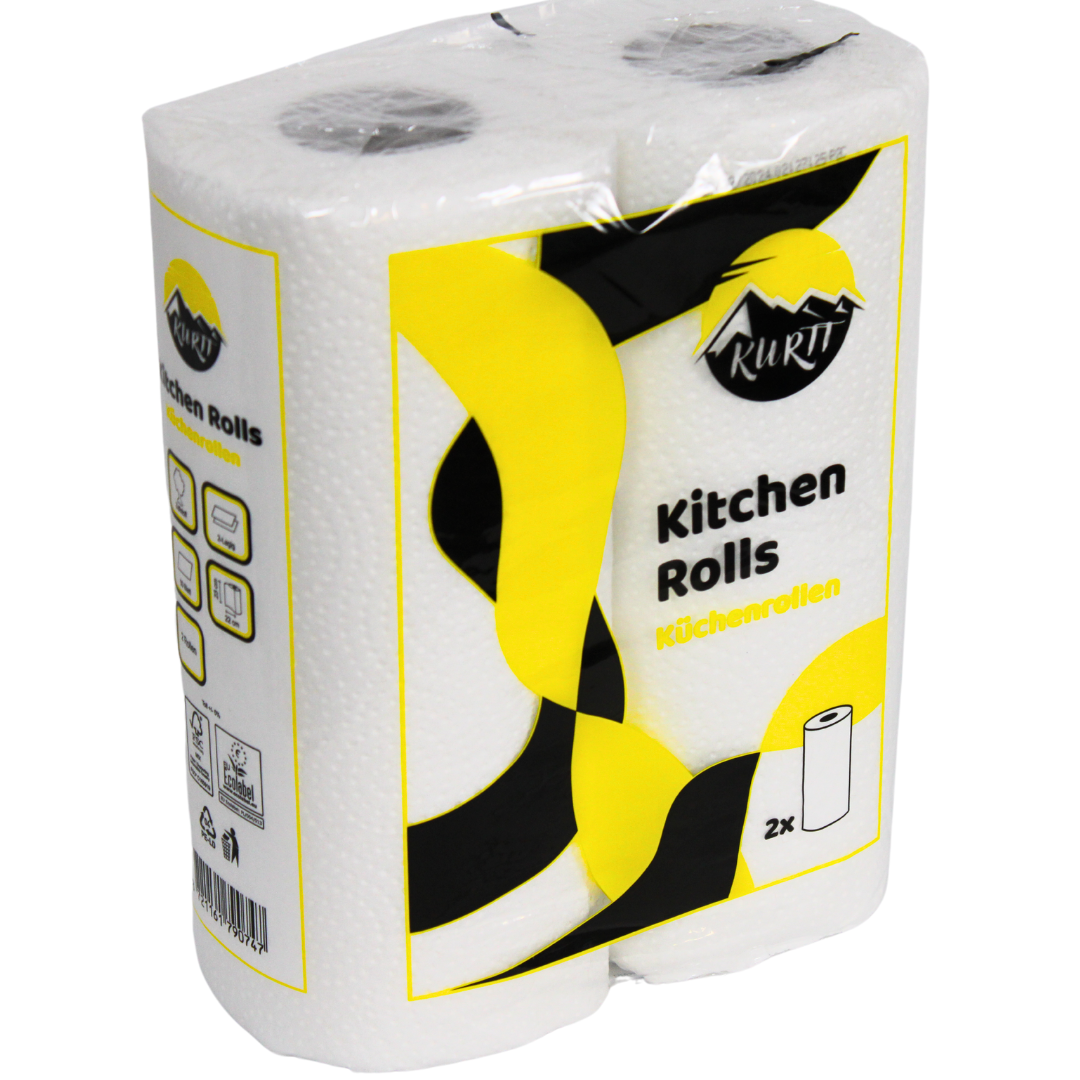 Kurtt kitchen roll 2-ply cellulose white kitchen paper 50 sheets with FSC/ECO Certified