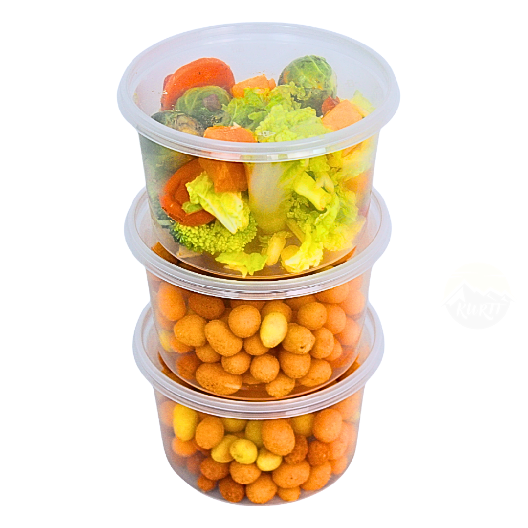 Genanvendelig gennemsigtig runde 500cc - 100 stykker