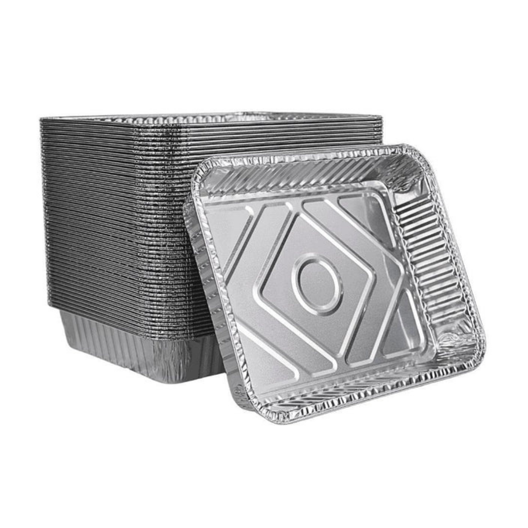 Conteneurs en aluminium R879-930G non divisés avec couvercles en aluminium - 100 pièces
