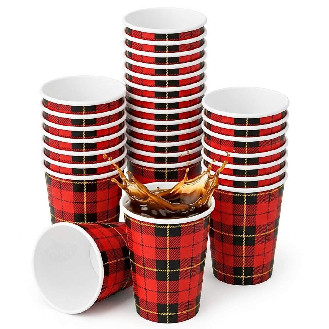 Koffiebekers to go 180ml Karton – 500 Stuks Schotse Ruit
