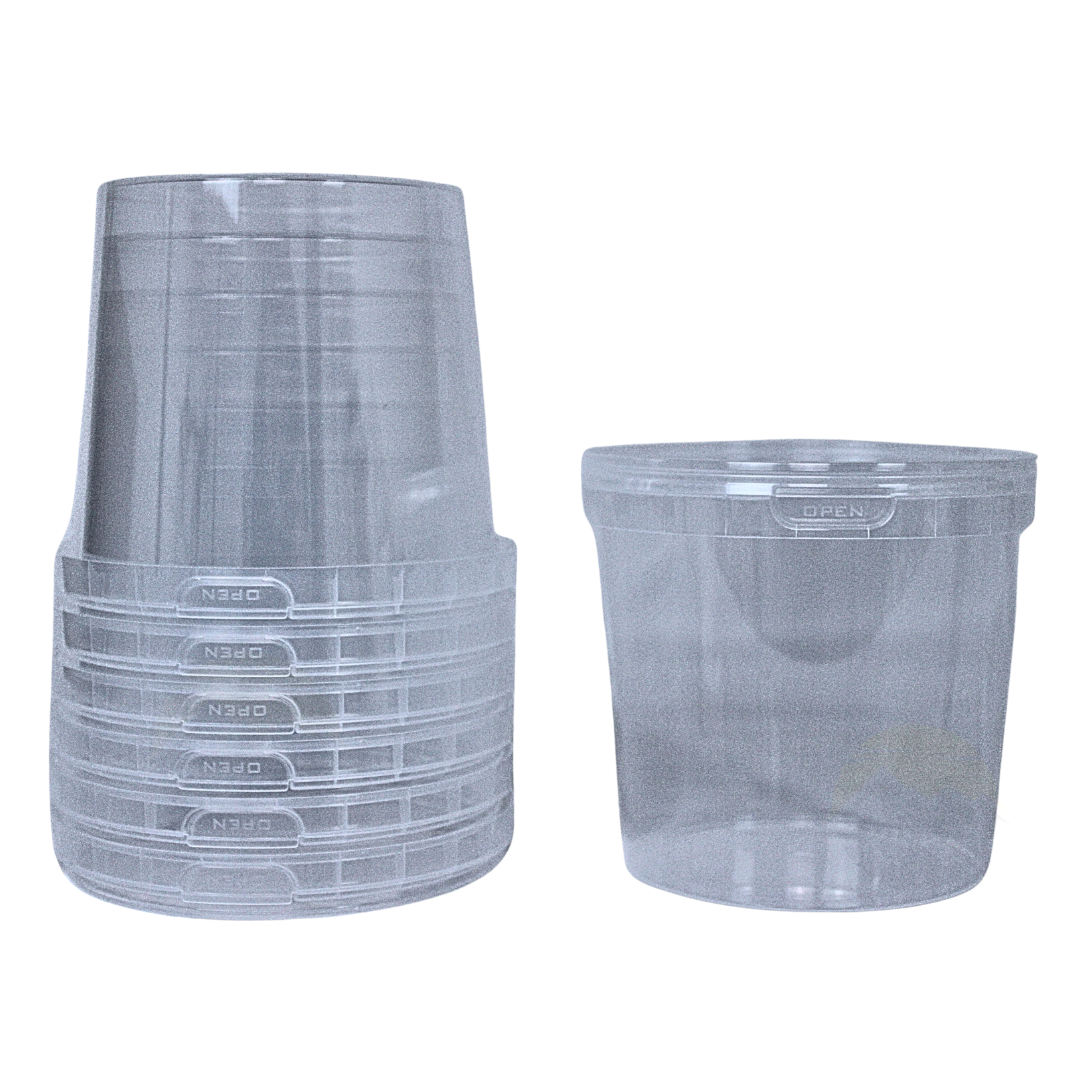 Récipient rond transparent en PP 1180 ml avec couvercle inviolable - Ø 133 mm - 170 pièces