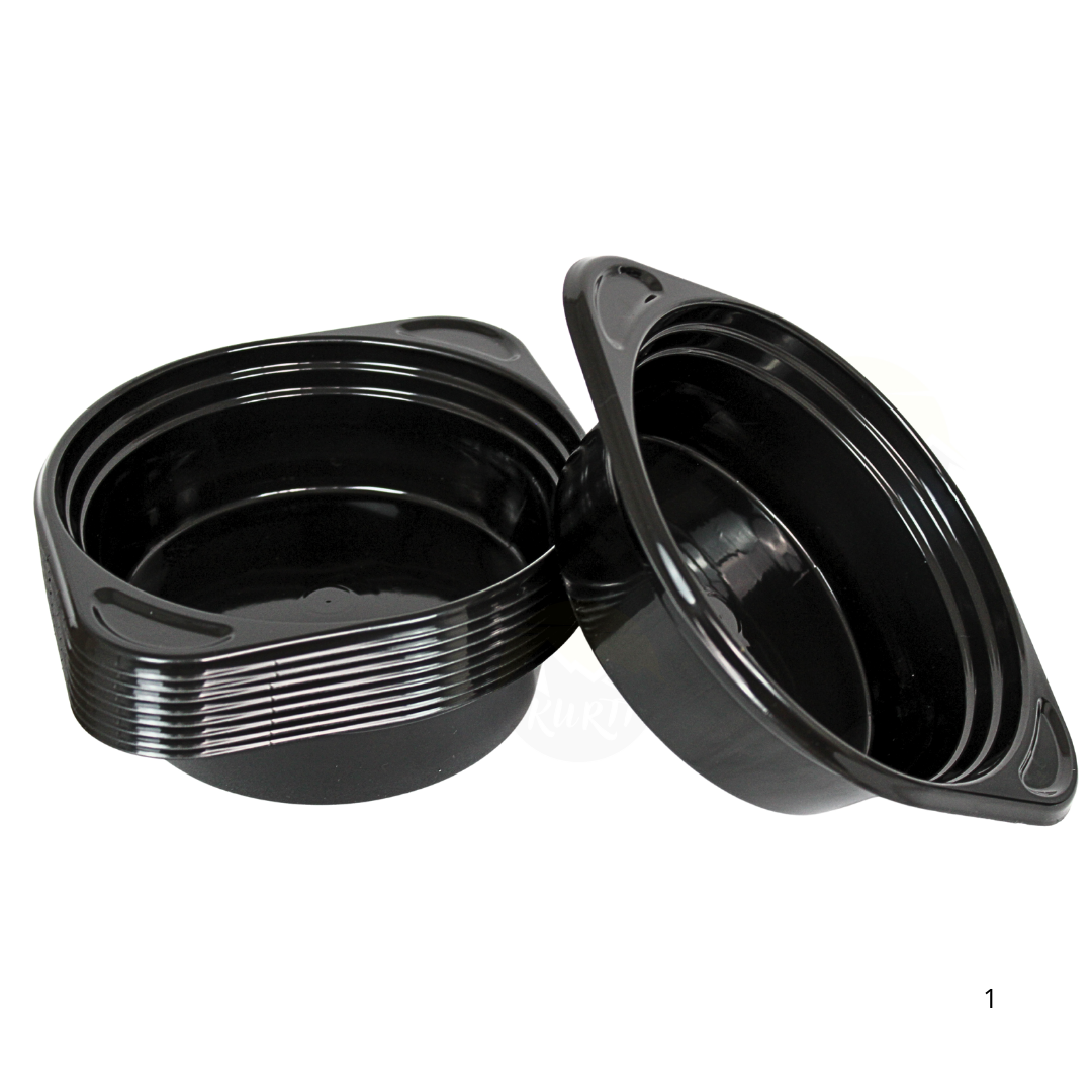 12x Bols à soupe en plastique dur - 500ml - tasses à soupe réutilisables noires, robustes, oreilles pratiques, SUP inc.