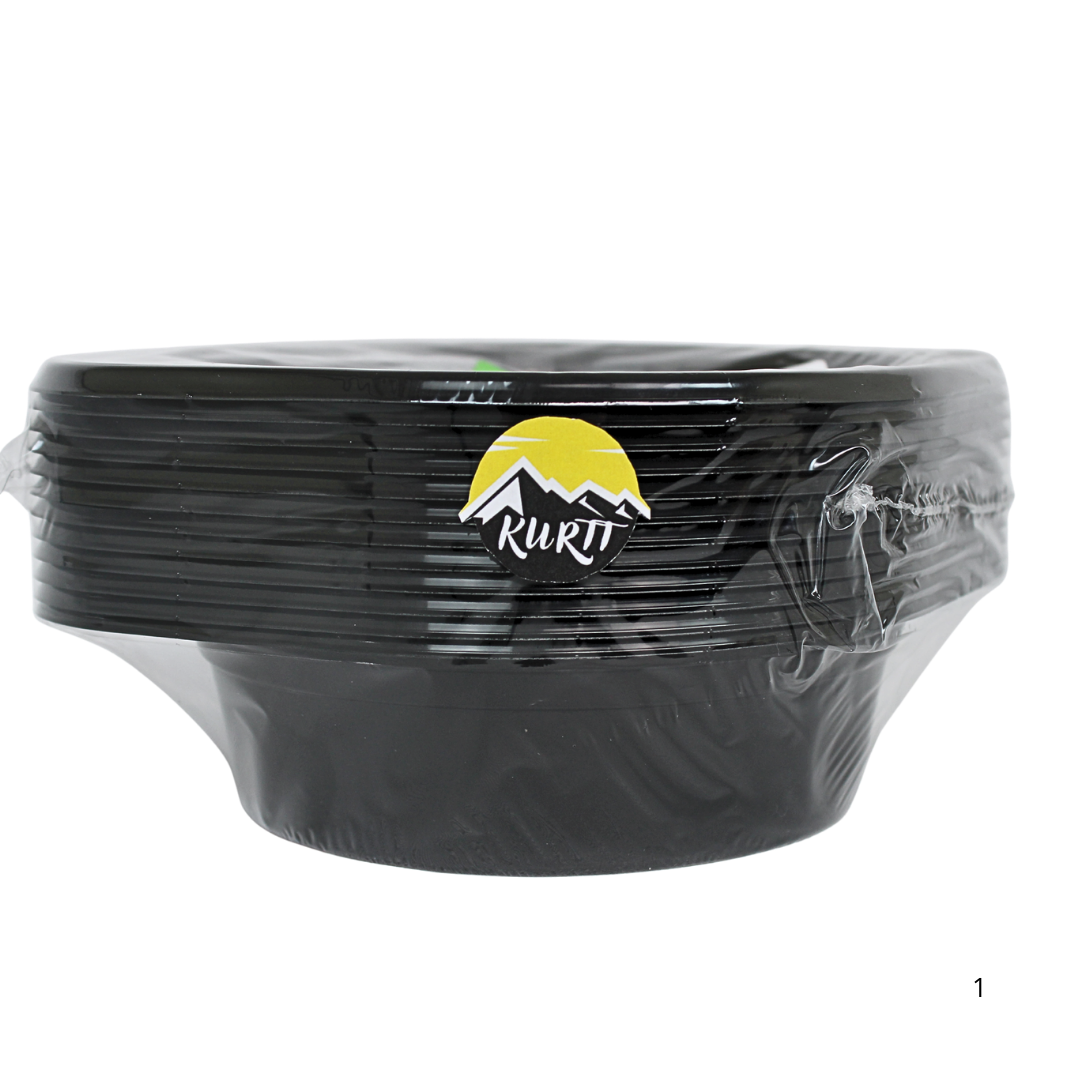 12x Hard plastic soepkommen - 500ml - herbruikbare soepbekers zwart, stevig, handige oortjes,inc SUP