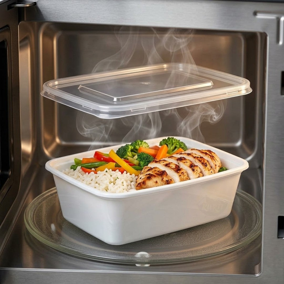 Magnetronbakjes met deksel - meal prep bakjes - stevig en flexibel - vershoudbakjes - wit