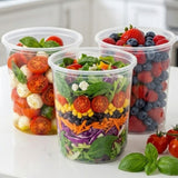 Plastic potjes 1000ml transparant met deksel – 100 stuks | Vershoudbakjes Magnetronbestendig
