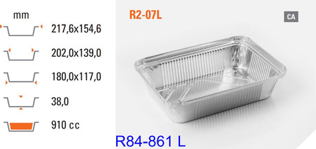 Aluminiumbakje 861 L met deksels - 100 stuks