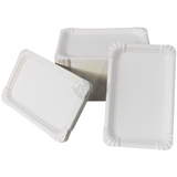 250x assiette/bol en carton résistant 13x20cm blanc - vaisselle jetable adaptée pour présenter des snacks - barbecue - événements