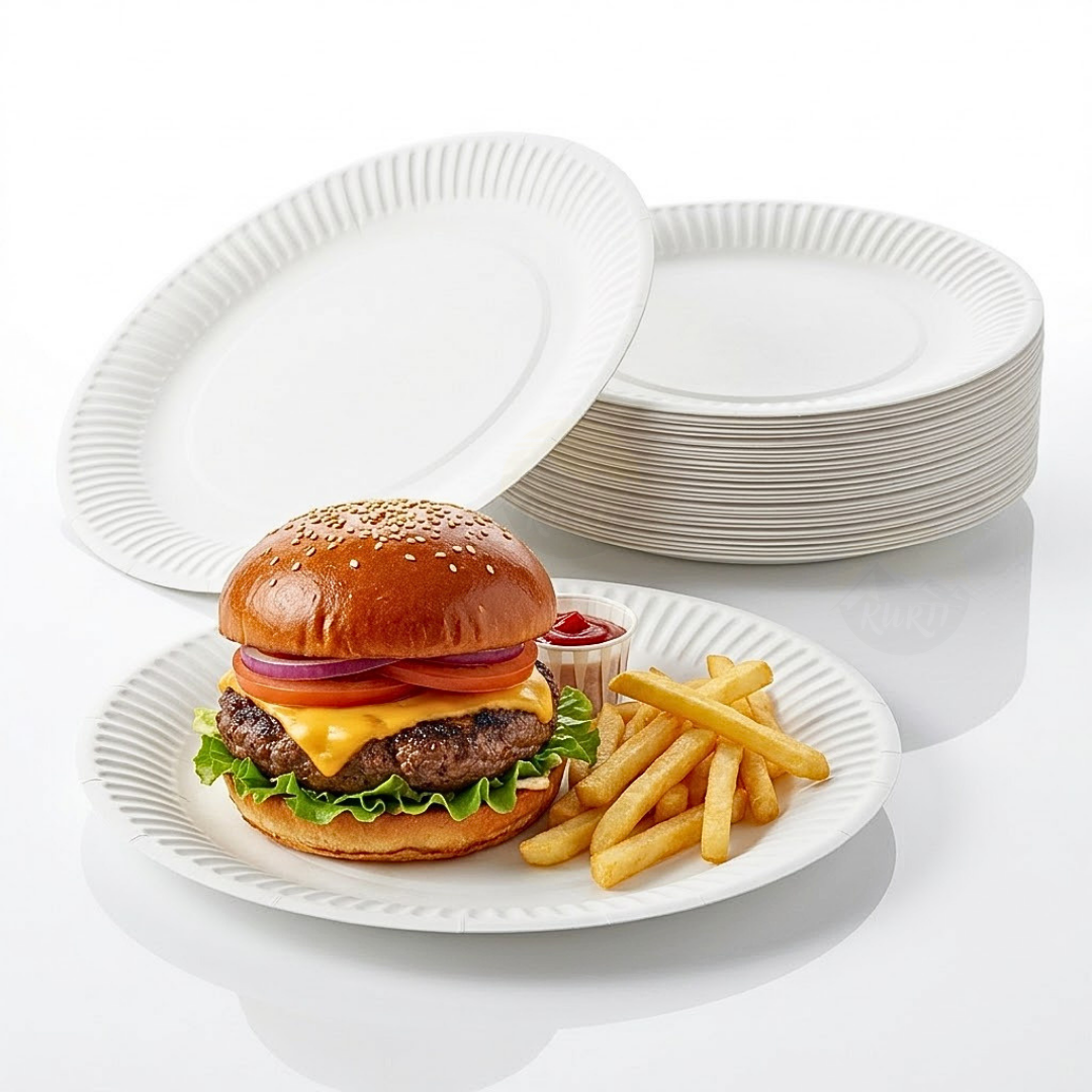 Kartonnen Borden 23cm – 100 Stuks Wegwerp Dinerborden BBQ Wit