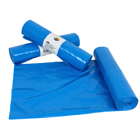 LDPE Afvalzakken 65/25 x 140 cm  Blauw (240L) – Type 70 (op rol) - 100 stuks