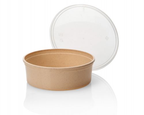 Plateaux à micro-ondes avec couvercles beige 250 ml ronde - 100 pièces