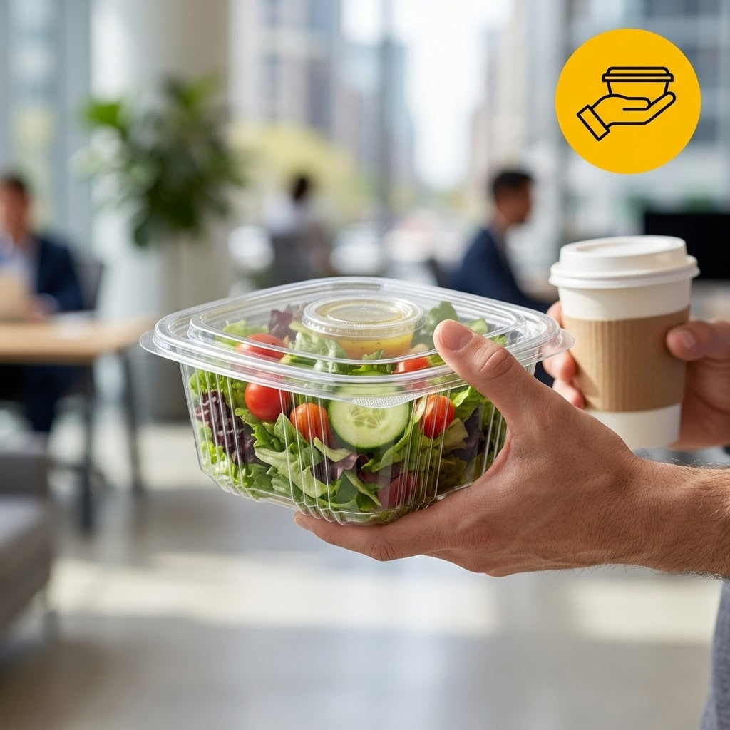 Saladebakjes 375ml Transparant – 100 Stuks met vaste Deksel | Sausbakjes