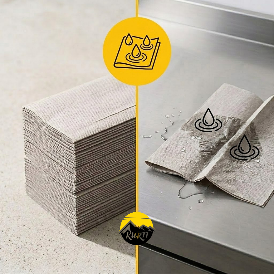 KURTT Papieren Handdoekjes Z-vouw 10.000 stuks | 2-laags Naturel| 22x23cm Cellulose Interfold Handdoekpapier Dispenser