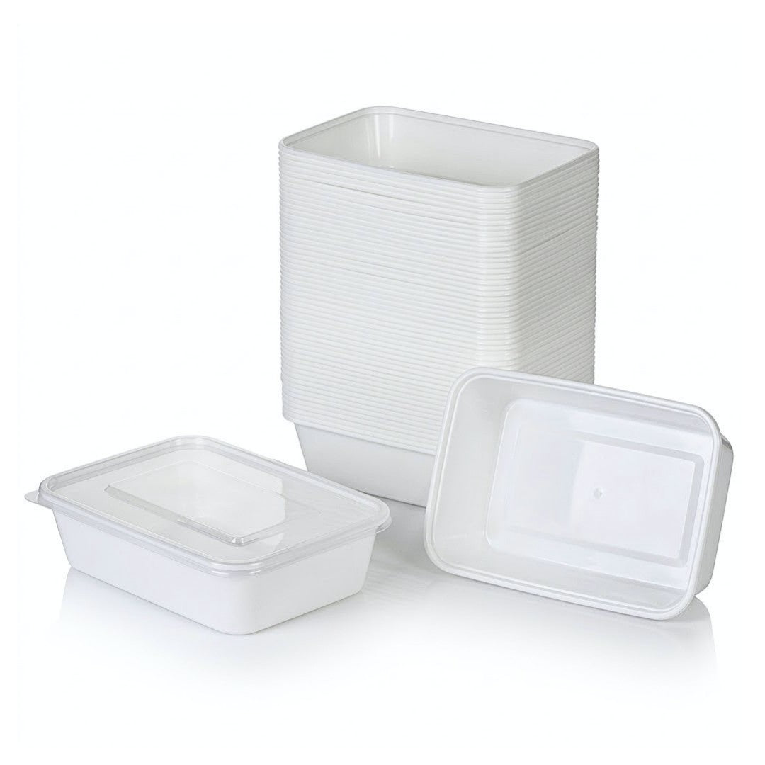Magnetronbakjes met deksel - meal prep bakjes - stevig en flexibel - vershoudbakjes - wit
