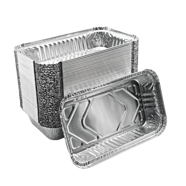 Aluminium Bakjes met Deksel 100 Stuks - (650L) Aluminium Ovenschalen wegwerp