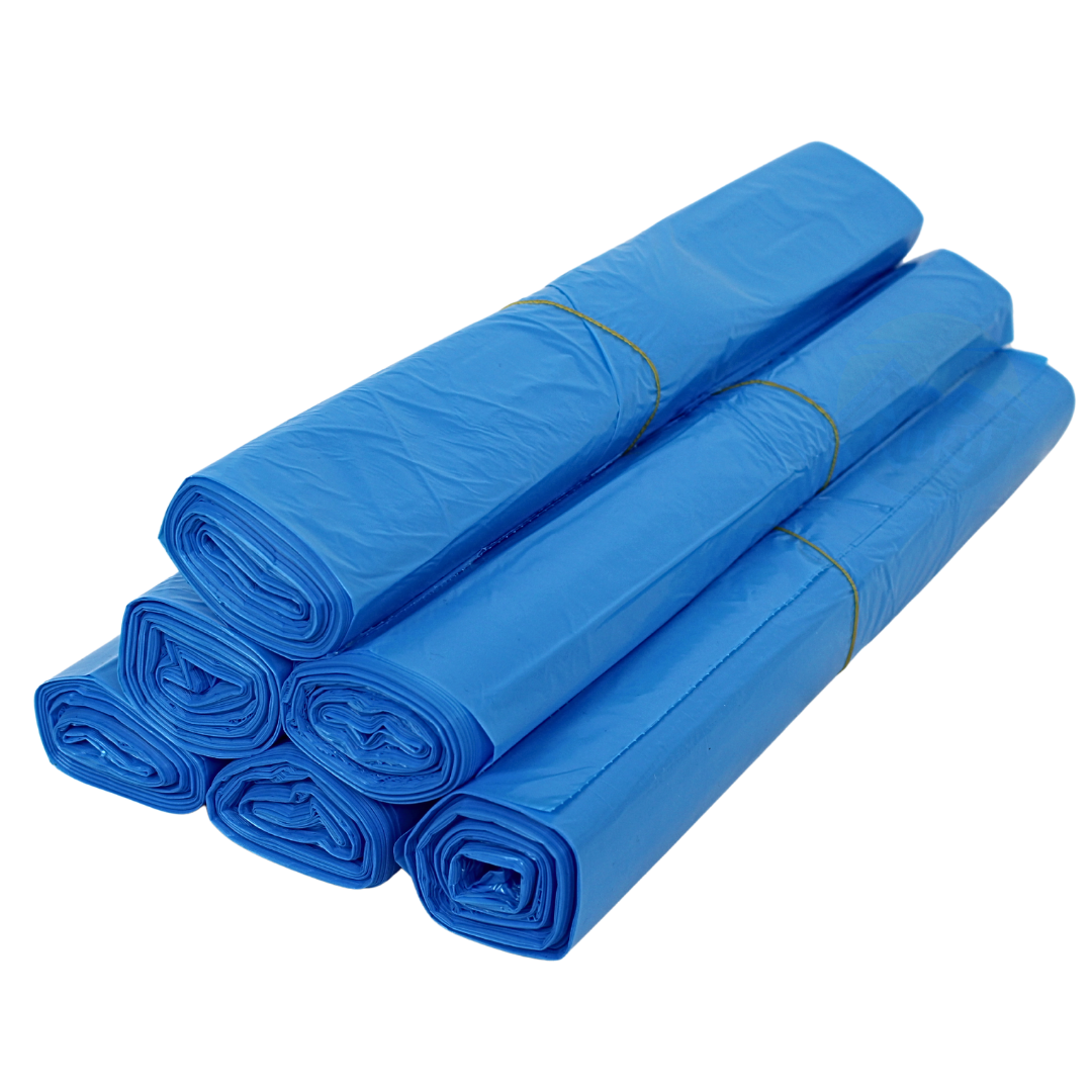 HDPE Zakken 70 x 110 cm Blauw (120L) – Type 25 (op rol) - 500 stuks