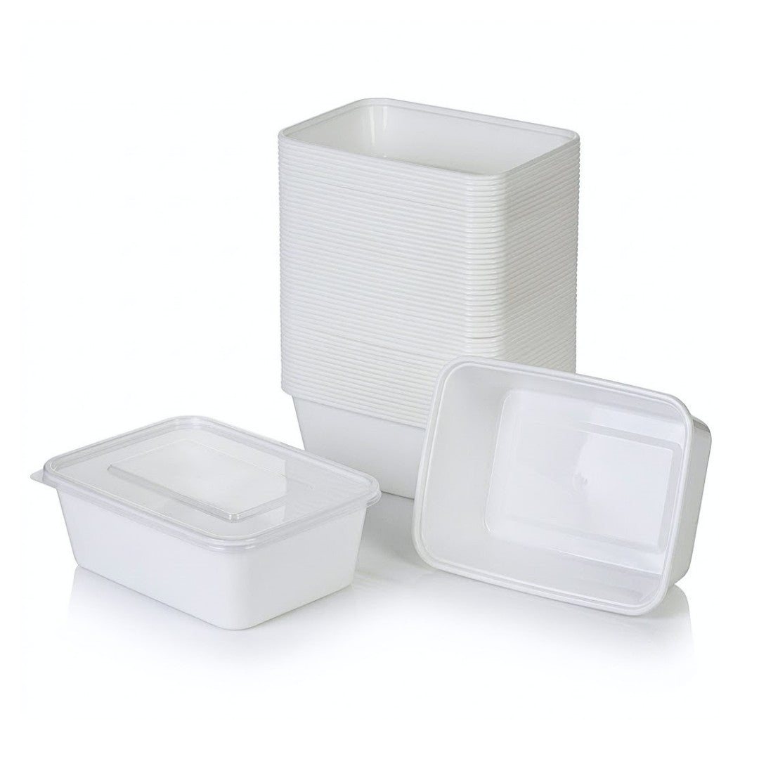 Magnetronbakjes met deksel - meal prep bakjes - stevig en flexibel - vershoudbakjes - wit