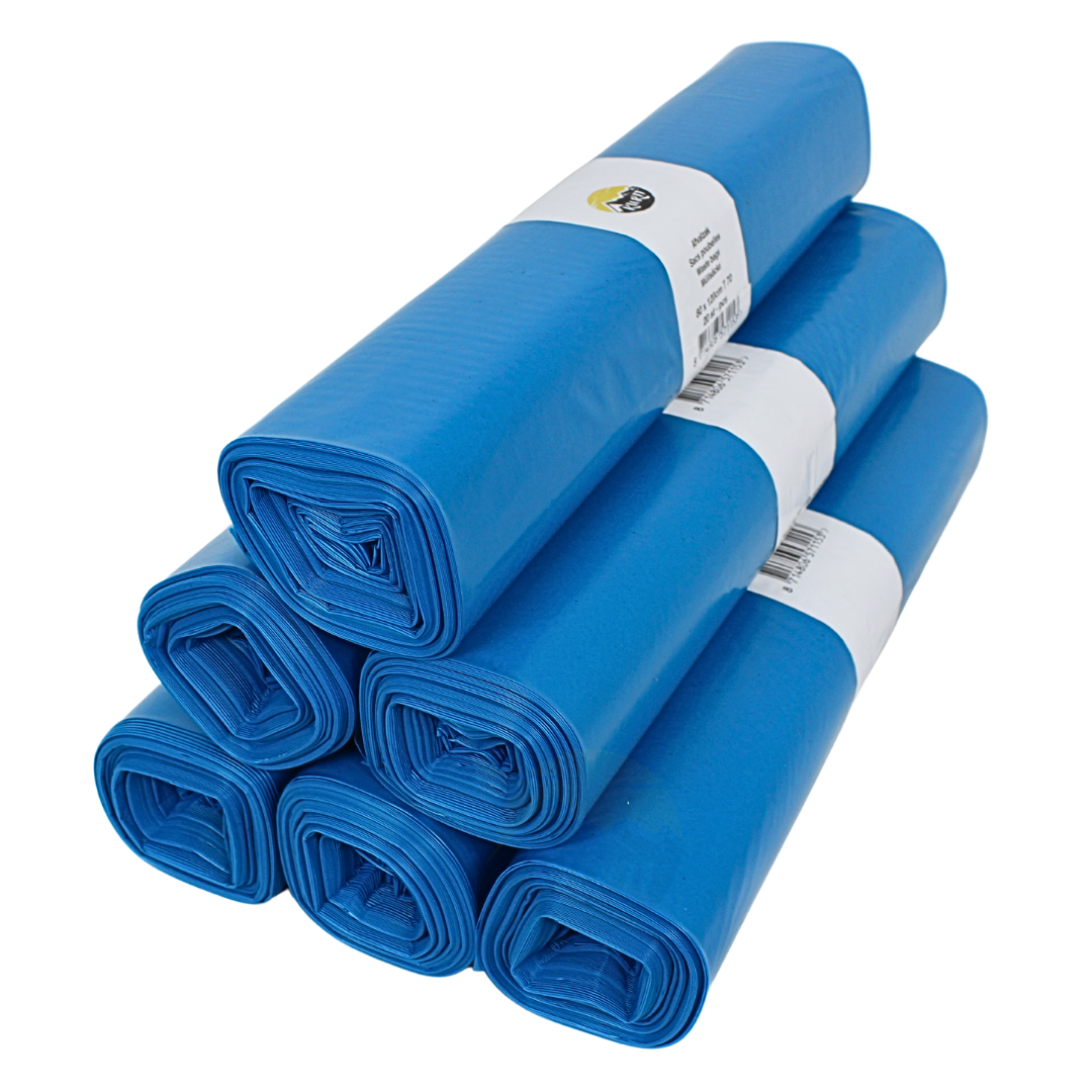 LDPE Afvalzakken 80 x 120cm T 70 blauw rol - 200 stuks