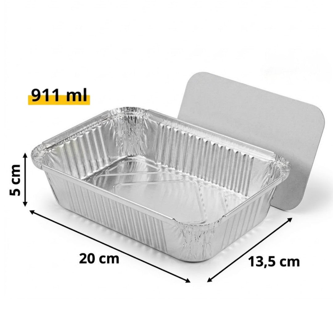 Aluminium bakjes met deksel 100 stuks - (911L) Ovenschalen airfryer