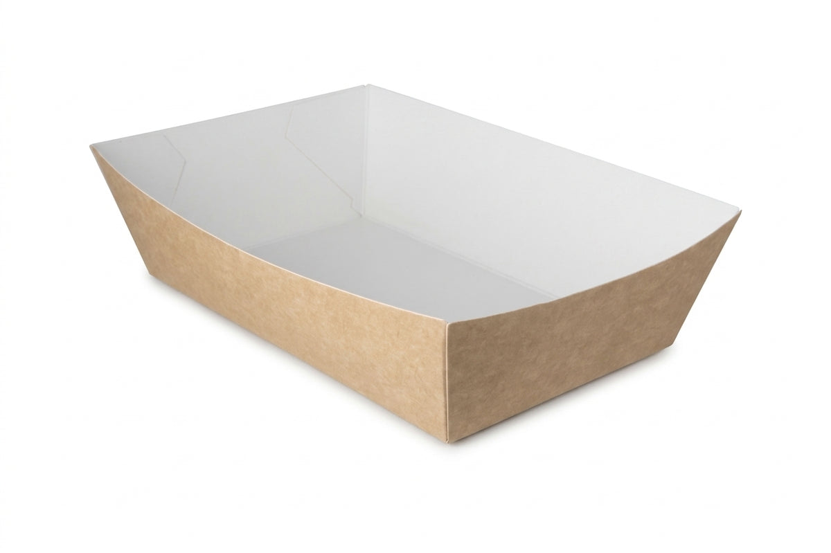 Frietbakjes Extra Groot A50 Karton Kraft/Wit – 167 × 100 × 53 mm