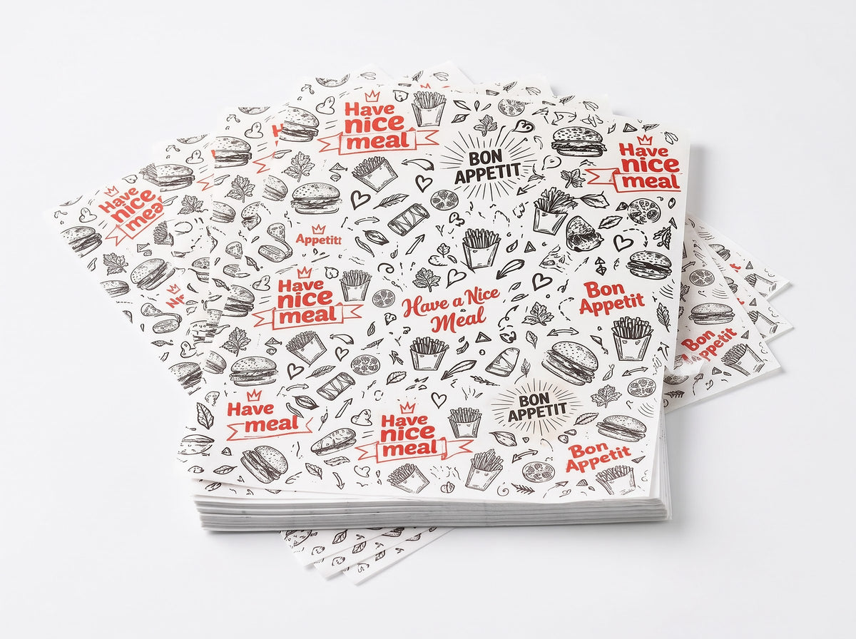 Hamburgerpapier Vetvrij Bedrukt – "Have a Nice Meal" Print – 25x30 & 30x40 cm