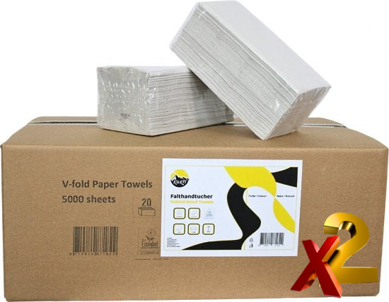 10.000 vellen grijs, Papieren handdoekjes 2-laags, 22 x 23 cm, Z vouw papieren handdoekjes 2-laags, handdoekjes papier