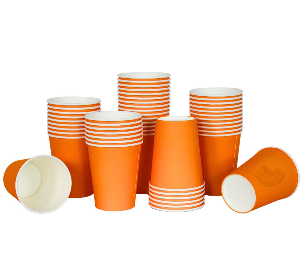 Koffiebekers oranje 200ml - 1000 stuks, drinkbekers, kartonnen bekers