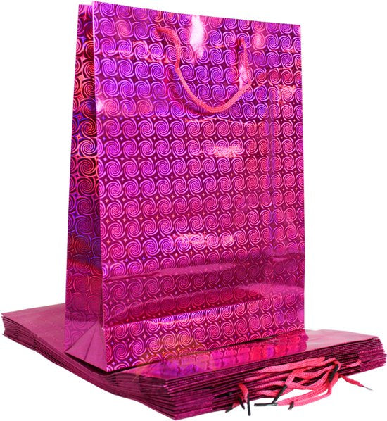 Sacs-cadeaux holographiques rose - 2 pièces