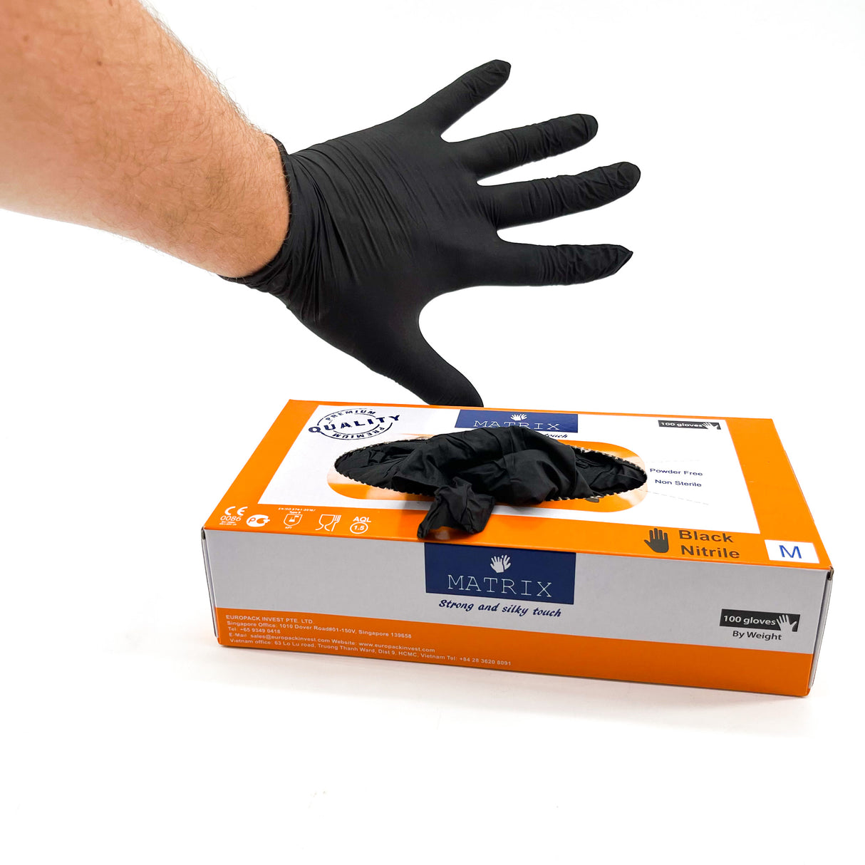 Latex Disposable Gloves Size M Black - 100 pieces