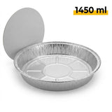 Aluminium Schaal Rond 23 cm met Deksel – 1450 ml – 100 Stuks | C803L Ovenschaal Wegwerp Quiche Catering BBQ