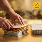 Aluminium Bakjes 2-Vaks met Deksel 100 Stuks – Menuschaal Take Away, Catering